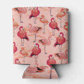ピンクフラミンゴ：シームレストロピカルパターン 缶クーラー (裏面)