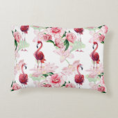 ピンクフラミンゴ：シームレスパターンエレガンス アクセントクッション (裏面)