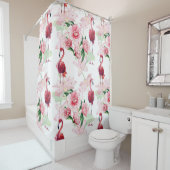 ピンクフラミンゴ:シームレスパターンエレガンス シャワーカーテン (インサイチュ)