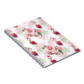 ピンクフラミンゴ：シームレスパターンエレガンス ノートブック (右側)
