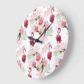 ピンクフラミンゴ：シームレスパターンエレガンス ラージ壁時計 (傾斜)