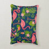 ピンクフラミンゴ:ターコイズストライプのヴィンテージ アクセントクッション (裏面(縦))