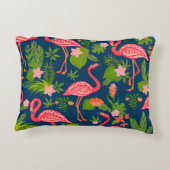 ピンクフラミンゴ:ターコイズストライプのヴィンテージ アクセントクッション (裏面)