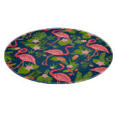 ピンクフラミンゴ：ターコイズストライプのヴィンテージ カッティングボード (角)