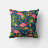 ピンクフラミンゴ：ターコイズストライプのヴィンテージ クッション (裏面)