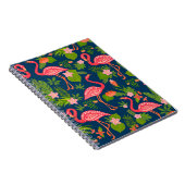 ピンクフラミンゴ：ターコイズストライプのヴィンテージ ノートブック (右側)