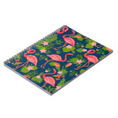 ピンクフラミンゴ：ターコイズストライプのヴィンテージ ノートブック (左側)