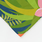 ピンクフラミンゴ:ターコイズストライプのヴィンテージ フリースブランケット (角)