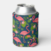 ピンクフラミンゴ:ターコイズストライプのヴィンテージ 缶クーラー (缶正面)