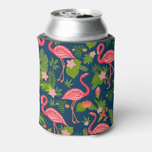 ピンクフラミンゴ：ターコイズストライプのヴィンテージ 缶クーラー (缶裏面)