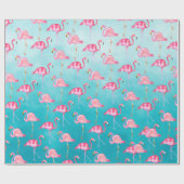 ピンクフラミンゴ&ターコイズブルーシー ラッピングペーパー (フラット)