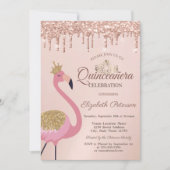 ピンクフラミンゴ，ティアラ，バラ金ゴールドドリップスキンセアニラ 招待状 (正面)