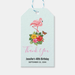 ピンクフラミンゴ&トロピカルハイビスカスファンシーありがとう ギフトタグ
