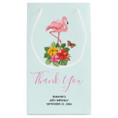 ピンクフラミンゴ&トロピカルハイビスカスファンシーありがとう スモールペーパーバッグ (裏面)