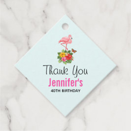 ピンクフラミンゴ&トロピカルハイビスカスファンシーありがとう フェイバータグ