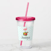 ピンクフラミンゴ&トロピカルハイビスカスファンシー アクリルタンブラー (裏面)