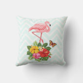 ピンクフラミンゴ&トロピカルハイビスカスファンシー クッション (裏面)