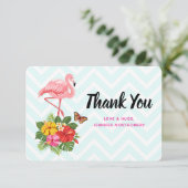 ピンクフラミンゴ&トロピカルハイビスカスファンシー サンキューカード (スタンド正面)