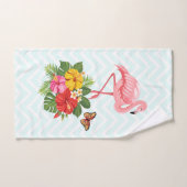 ピンクフラミンゴ&トロピカルハイビスカスファンシー バスタオルセット (ハンドタオル)