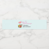 ピンクフラミンゴ&トロピカルハイビスカスファンシー ペットボトルラベル (シングルラベル)