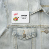 ピンクフラミンゴ&トロピカルハイビスカスファンシー 名札 (インサイチュ)