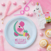 ピンクフラミンゴ、トロピカルフルーツ&アイスクリームパーティー ペーパープレート (パーティー)