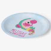 ピンクフラミンゴ、トロピカルフルーツ&アイスクリームパーティー ペーパープレート (アングル)