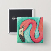 ピンクフラミンゴ – トロピカルボタン 缶バッジ (正面&裏面)