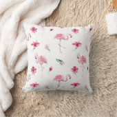 ピンクフラミンゴ&ハイビスカストロピカルサマーガム クッション (ブランケット)