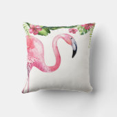 ピンクフラミンゴ&ハイビスカス熱帯フローラ夏 クッション (裏面)