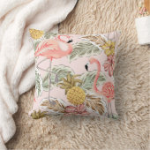 ピンクフラミンゴ&パイナップル クッション (ブランケット)