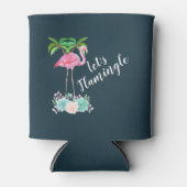 ピンクフラミンゴ&パームツリーズレッツフラミングル 缶クーラー (正面)
