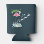 ピンクフラミンゴ&パームツリーズレッツフラミングル 缶クーラー (裏面)