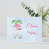 ピンクフラミンゴ&パームツリーベビーシャワー感謝してい 招待状 (スタンド正面)