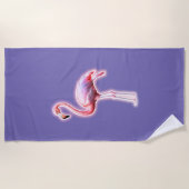 ピンクフラミンゴ ビーチタオル (正面)