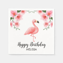 ピンクフラミンゴ ピンク蘭 花 誕生日 スタンダードカクテルナプキン