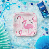 ピンクフラミンゴ ペーパープレート (パーティー)