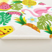 ピンクフラミンゴ、ヤシのシームレスな熱帯パターン シェルパブランケット (3/4)