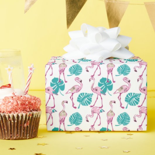 ピンクフラミンゴ ラッピングペーパー (誕生日パーティー)