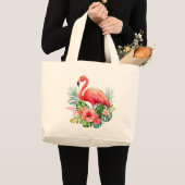 ピンクフラミンゴ ラージトートバッグ (正面(商品))