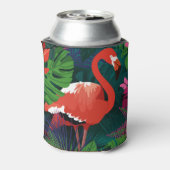 ピンクフラミンゴ：熱帯蝶の調和。 缶クーラー (缶裏面)