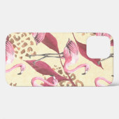 ピンクフラミンゴ、革のついたシームレスな熱帯パターン Case-Mate iPhoneケース (裏面 (横))