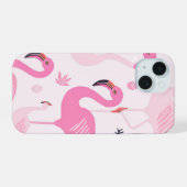 ピンクフラミンゴ iPhone 15ケース (裏面横)
