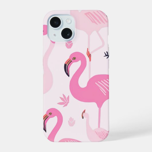 ピンクフラミンゴ iPhone 15ケース (裏面)