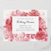 ピンクフラムスブライダルシャワー金ゴールド 箔招待状 (正面)