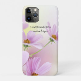 ピンクフラワーの水彩画イメージをカスタマイズ iPhone 11 PROケース