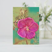 ピンクフラワーアートフラット誕生日カード 招待状 (スタンド正面)