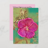 ピンクフラワーアートフラット誕生日カード 招待状 (正面/裏面)