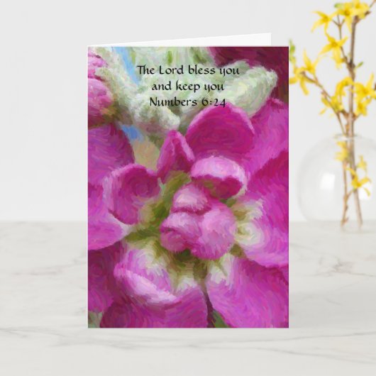 ピンクフラワーアート信仰誕生日カード カード (黄色い花)