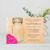 ピンクフラワーウォーターカラーメイソンジャーブライダルシャワー 招待状 (スタンド正面)